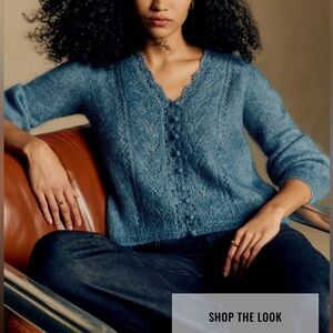 Sezane Angelo Cardigan Slate Blue - Size XS